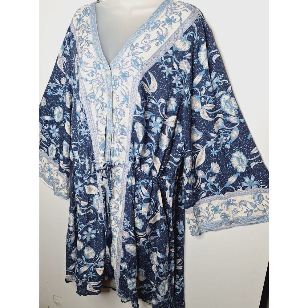 New! Aveology Avenue Maya Tunic Dress Top Floral Navy Resort Boho 26 / 28 — image 4 of 8